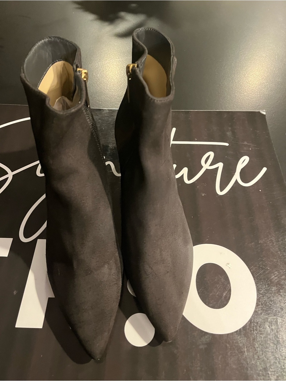 L’Agence Women’s Black Suede Pointed Toe Ankle Boots Size 41 Real Leather New